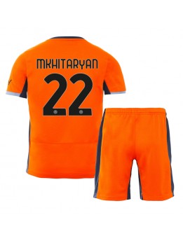 Billige Inter Milan Henrikh Mkhitaryan #22 Tredjedraktsett Barn 2023-24 Kortermet (+ Korte bukser)